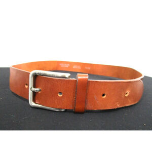 Miguel Bellido Spain Classic Brown Leather Silver Buckle Belt Men 34, 32"-37"